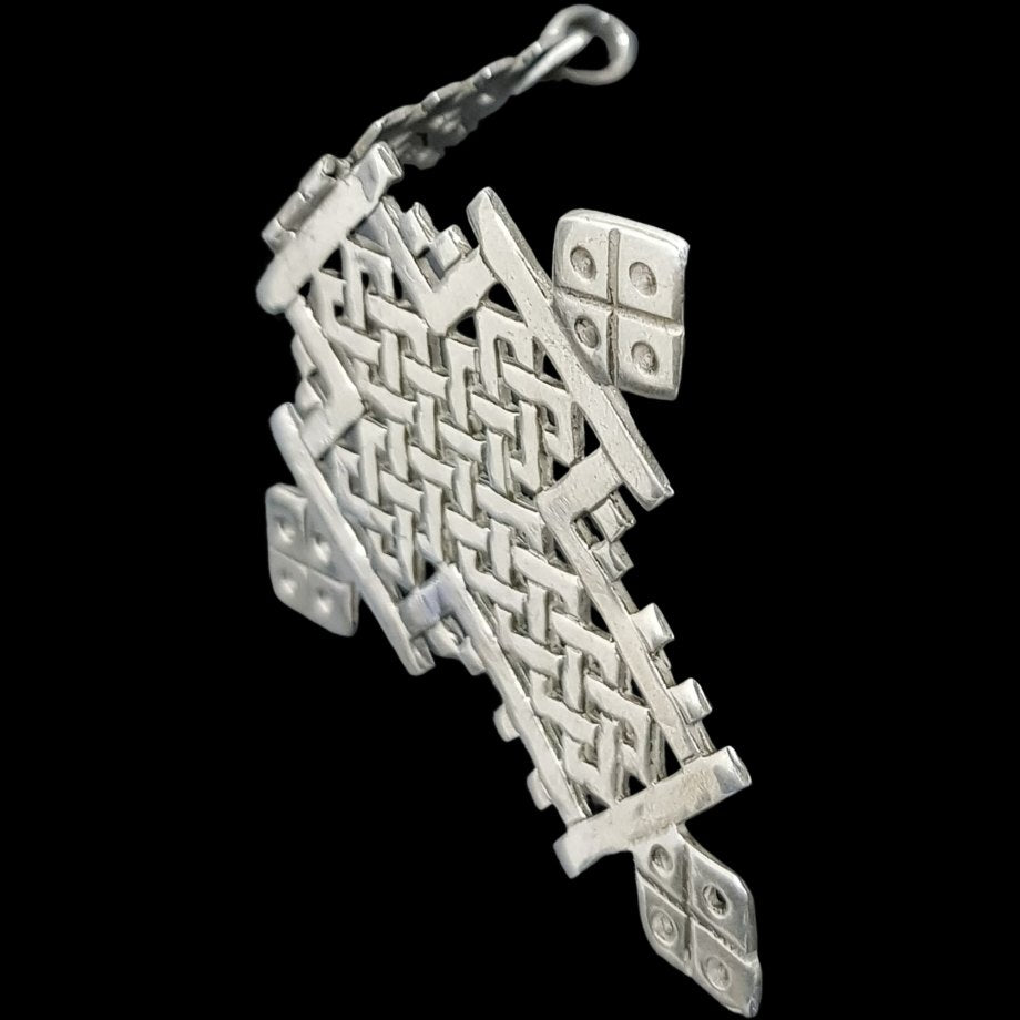 Rastafari Coptic Cross Pendant In Silver 9 X 6.5 Cm 17 Gr Art 496 - Bricks Masons
