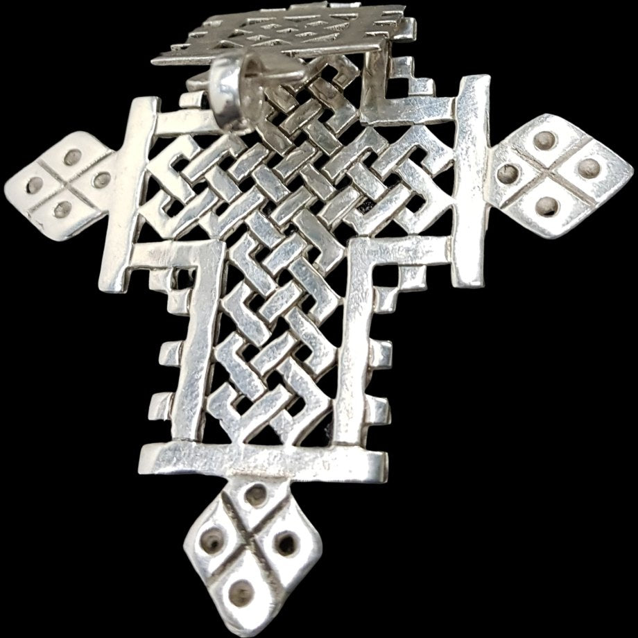 Rastafari Coptic Cross Pendant In Silver 9 X 6.5 Cm 17 Gr Art 496 - Bricks Masons