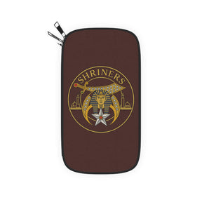 Shriners Passport Wallet - Brown With Shoulder & Wrist Strap - Bricks Masons