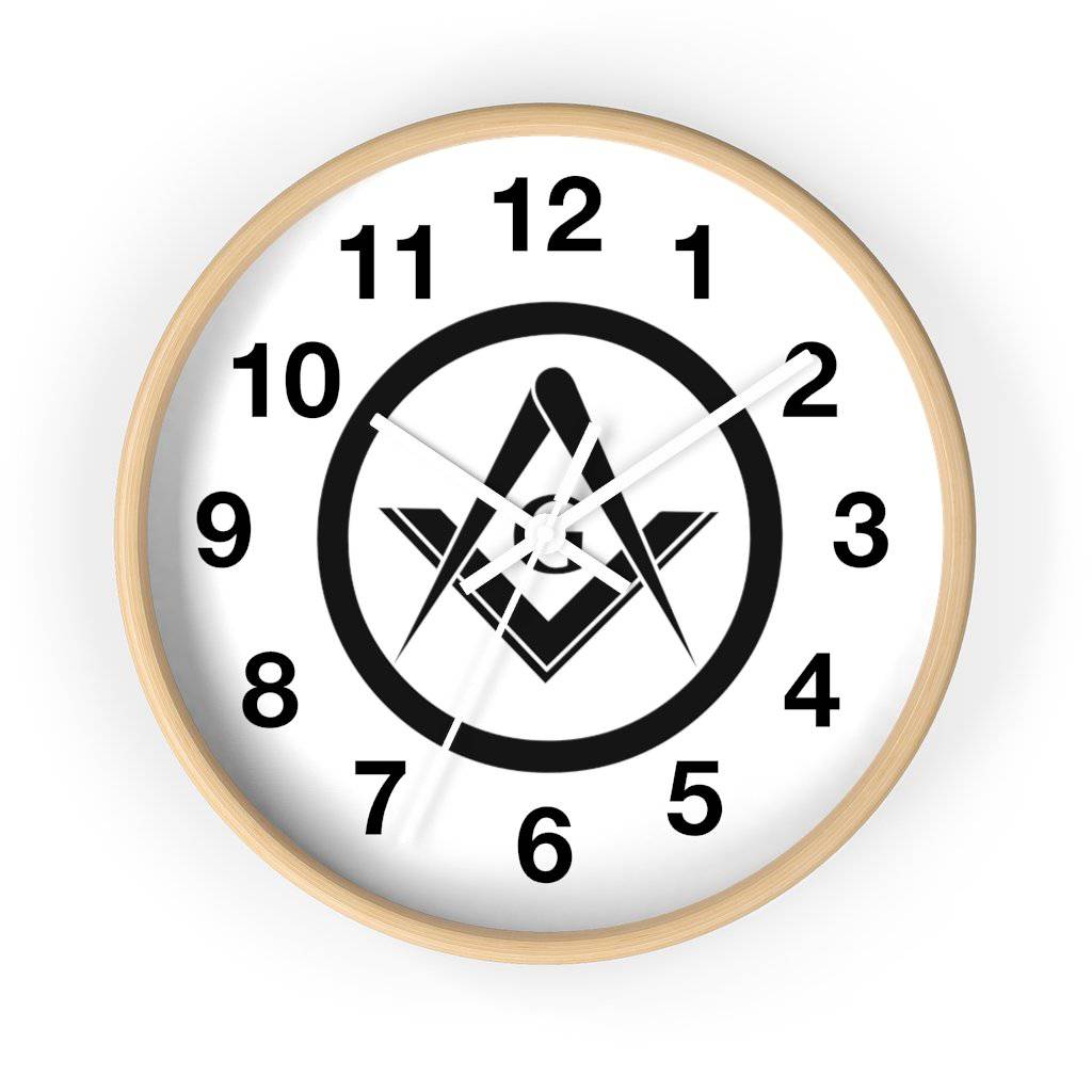 Master Mason Blue Lodge Clock - Square & Compass G Wooden Frame