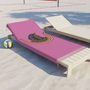 DOI Towel - Pink Polyester With Knotted Tassels Lightweight - Bricks Masons