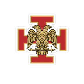 33rd Degree Scottish Rite Sticker Decal - Kiss-Cut Red & Gold Eagle - Bricks Masons