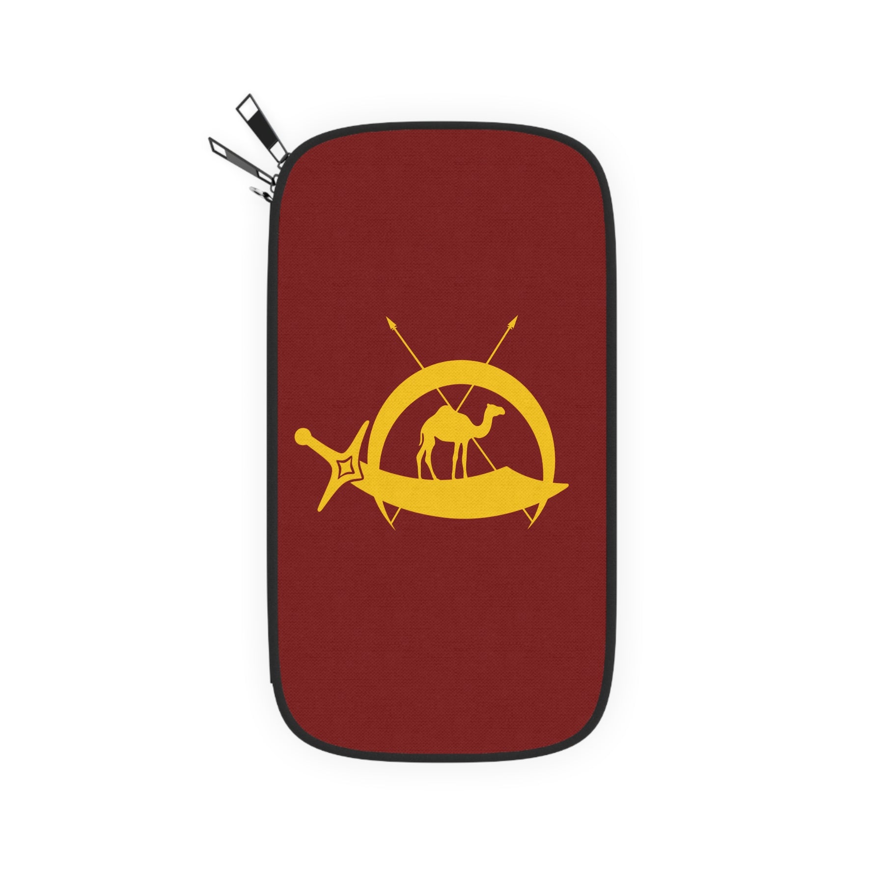 DOKO Passport Wallet - Maroon & Yellow With Shoulder & Wrist Strap - Bricks Masons