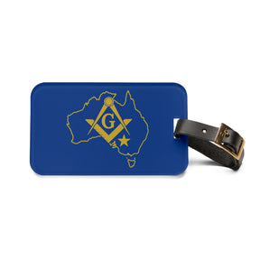 Master Mason Blue Lodge Australia Jurisdiction Luggage Tag - S&C G With Leather Strap - Bricks Masons