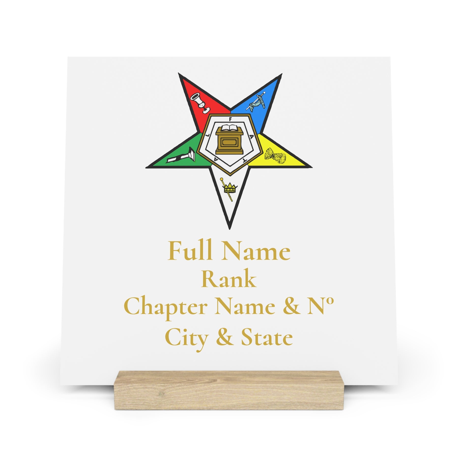 OES Plaque - Colorful Eastern Star with Personalization - Bricks Masons
