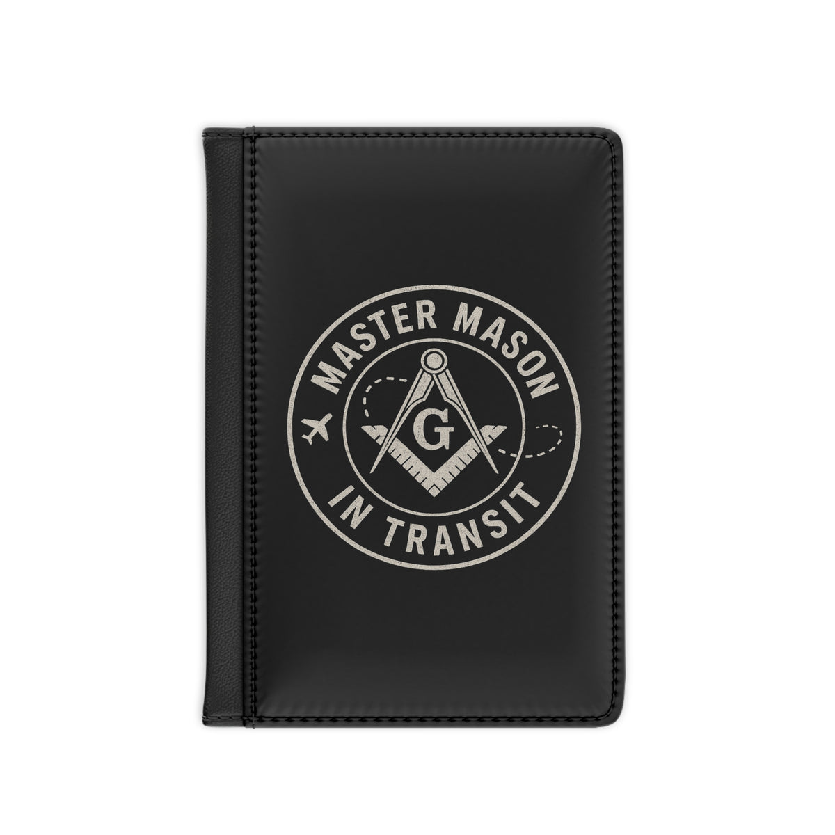 Master Mason Blue Lodge Passport Cover - Black PU Leather Mason in Transit - Bricks Masons