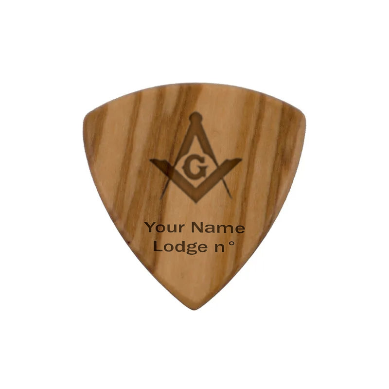 Master Mason Blue Lodge Wood Guitar Pick - Acoustic Electric Bass - Bricks Masons