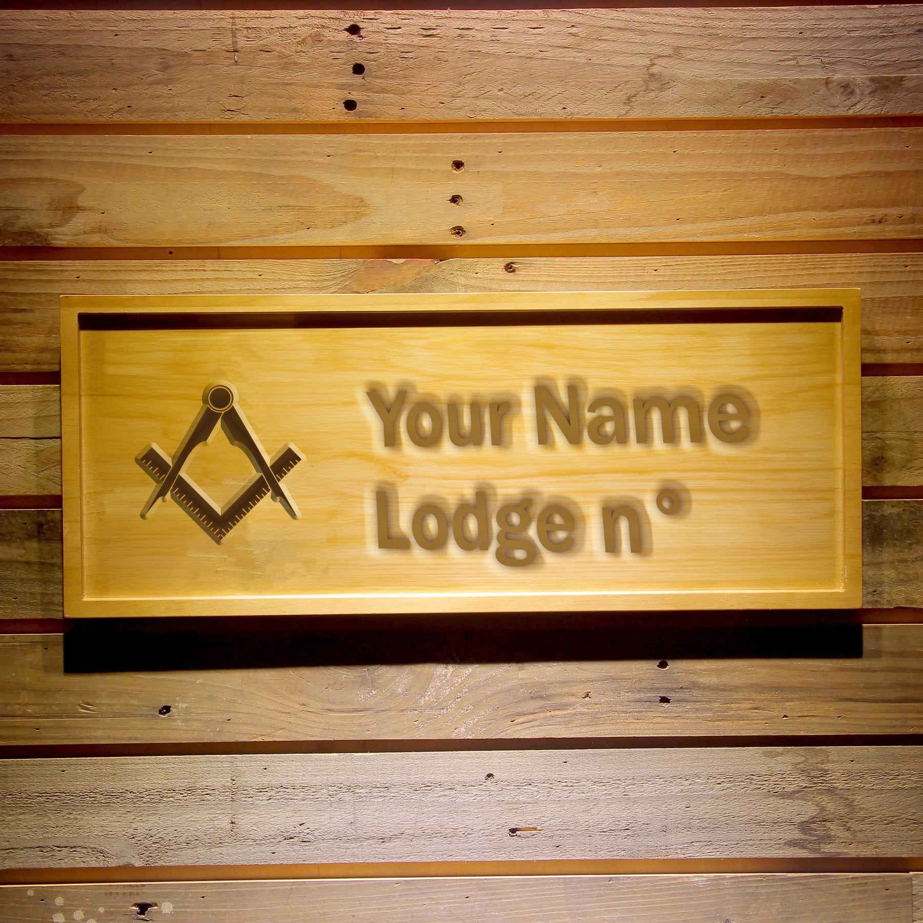 Master Mason Blue Lodge Wooden Sign - Customizable 3D Wooden Sign - Bricks Masons