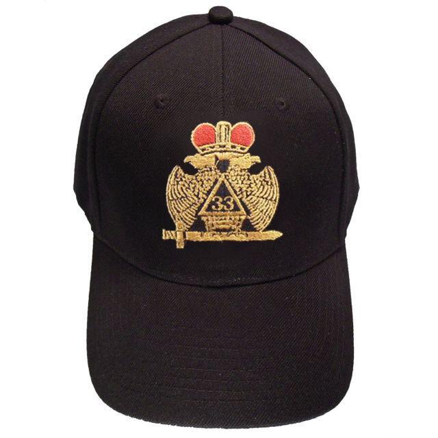 33rd Degree Scottish Rite Baseball Cap - Wings Down Black Cotton