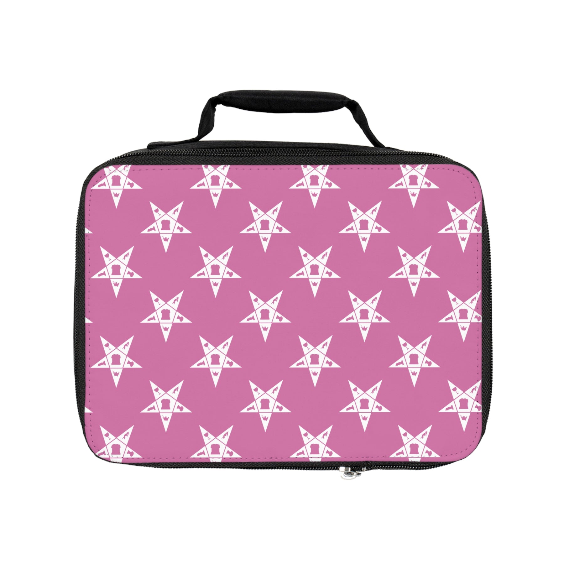 OES Lunch Bag - Pink & White Stars With Zipper Closure - Bricks Masons