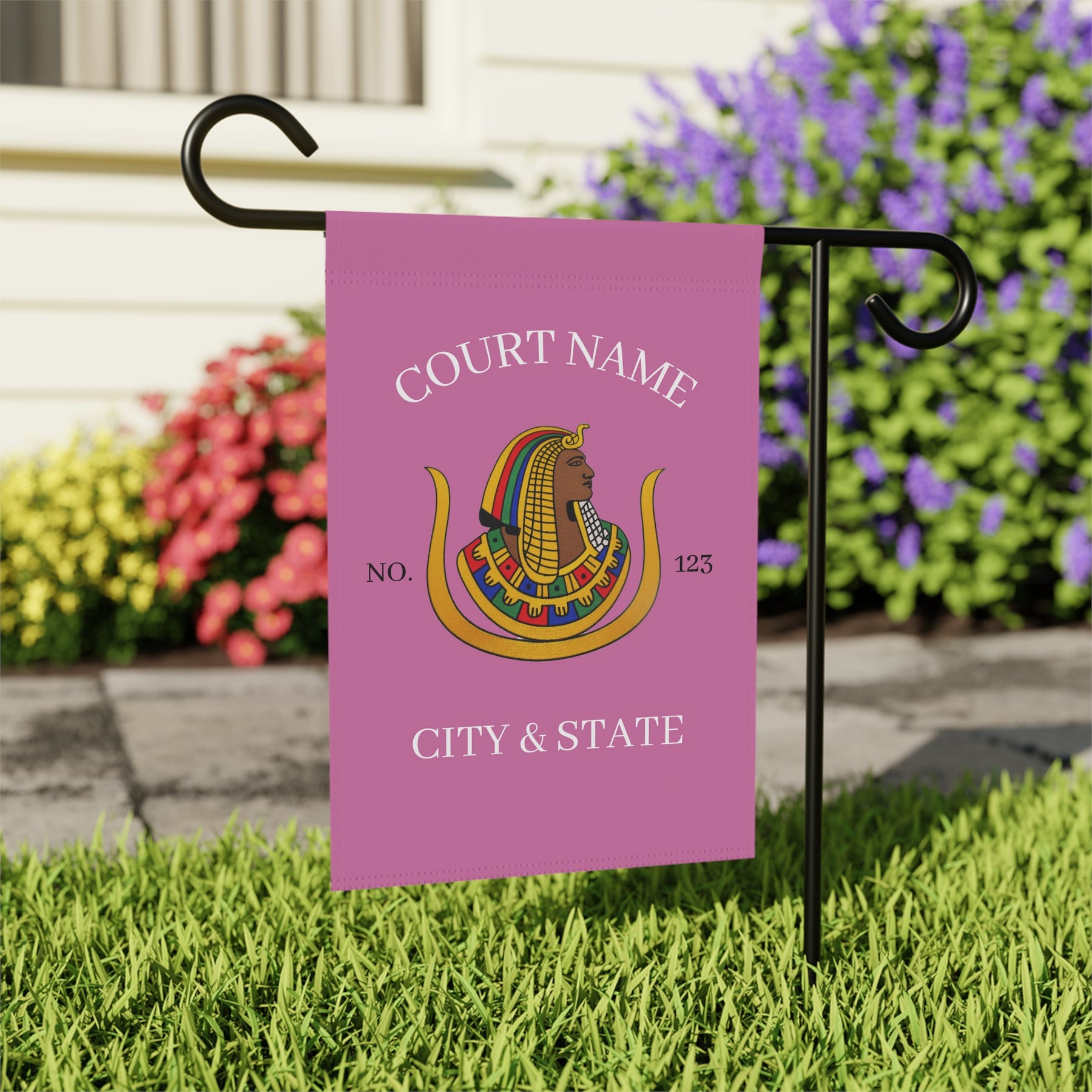 DOI Yard Flag -  Personalized Pink Printed Poly Poplin - Bricks Masons