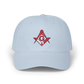 Master Mason Blue Lodge Canada Jurisdiction Baseball Cap - Red & White Square & Compass G - Bricks Masons