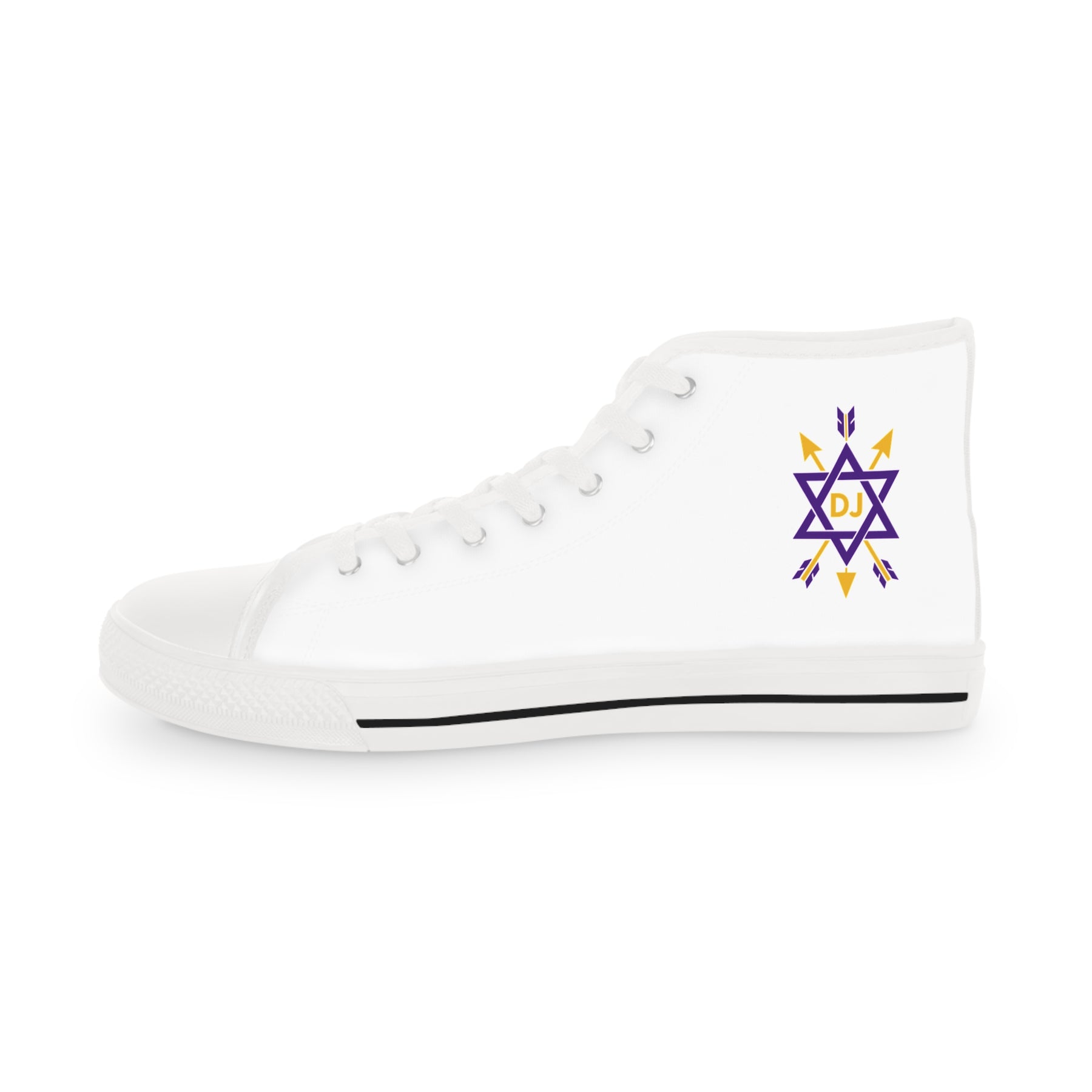 Order of the Secret Monitor Sneaker - High Top Black & White Gold & Purple Emblem - Bricks Masons