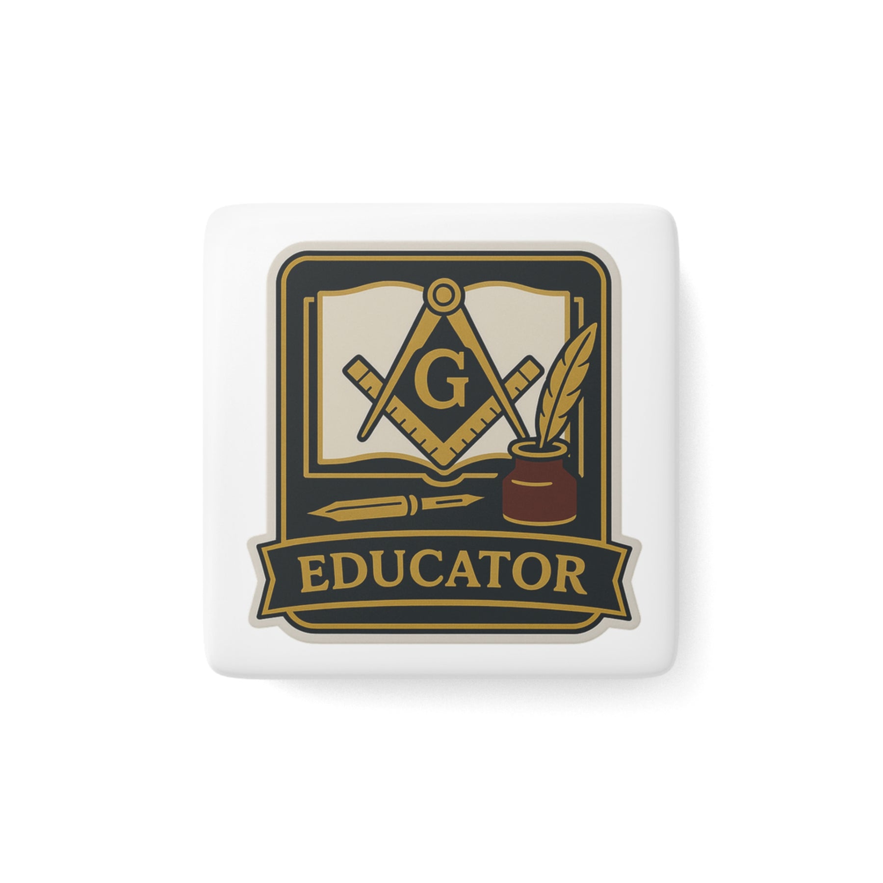 Master Mason Blue Lodge Magnet - Porcelain With Magnet - Bricks Masons