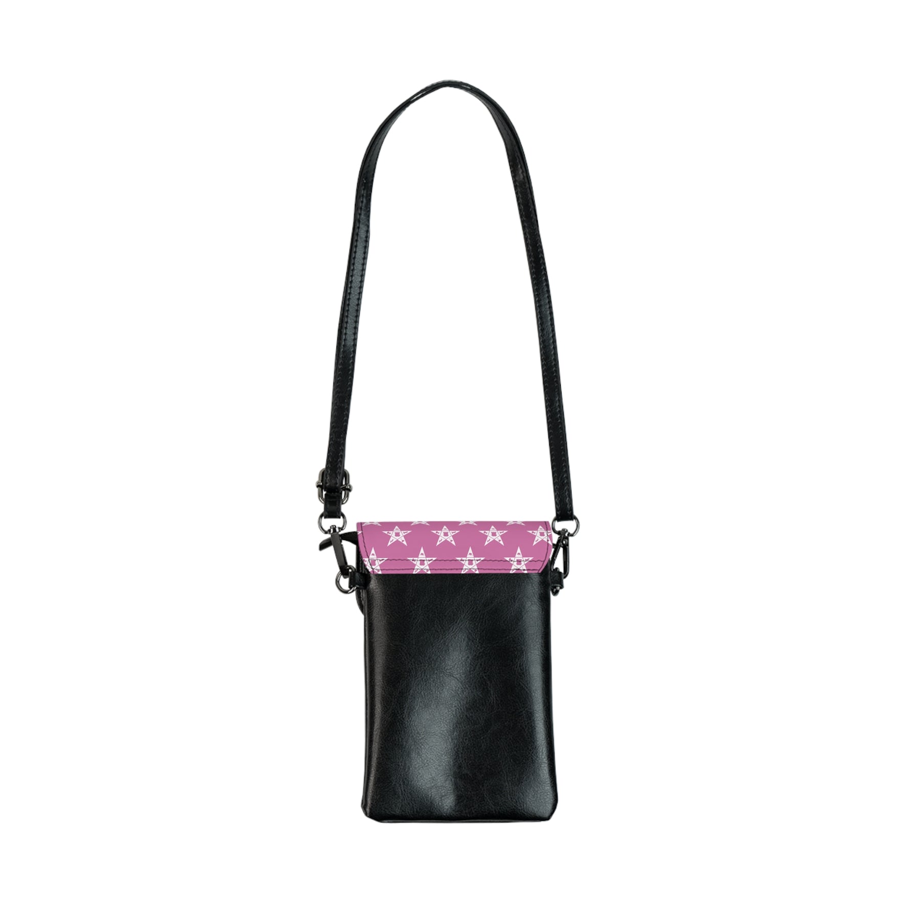 OES Cell Phone Wallet - Pink & White Stars Microfiber Leather - Bricks Masons