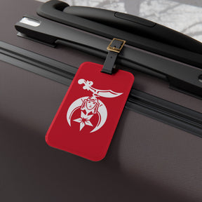 Shriners Luggage Tag - Red With Black Leather Strap - Bricks Masons