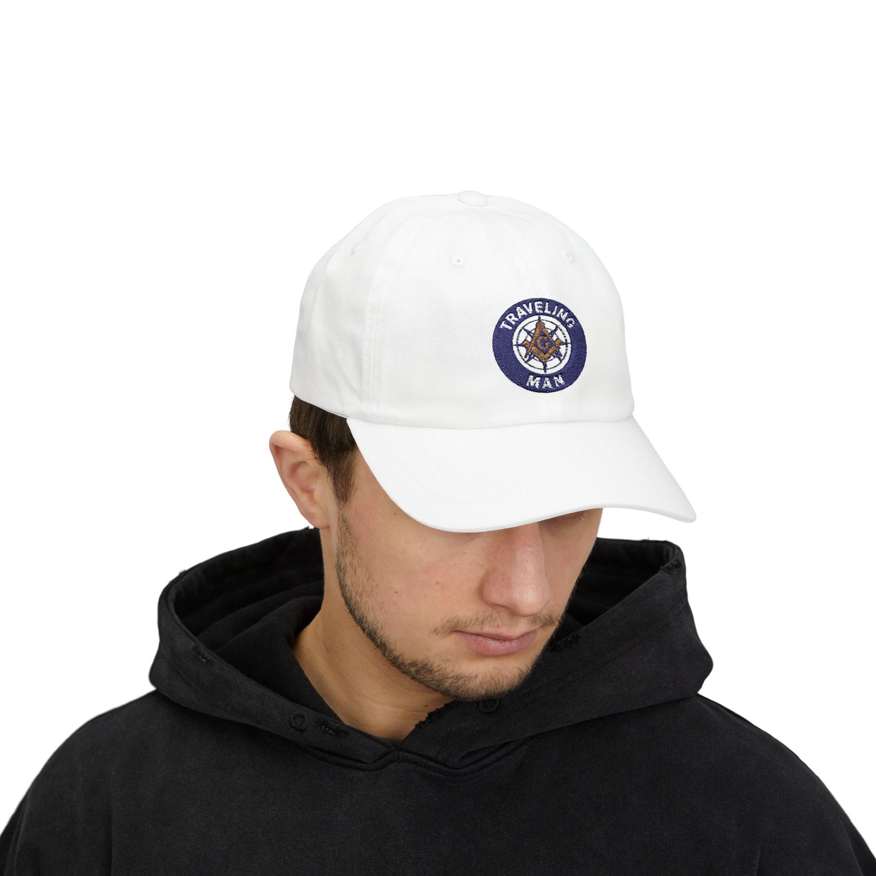 Master Mason Blue Lodge Baseball Cap - Embroidered Traveling Man Dad Cap - Bricks Masons