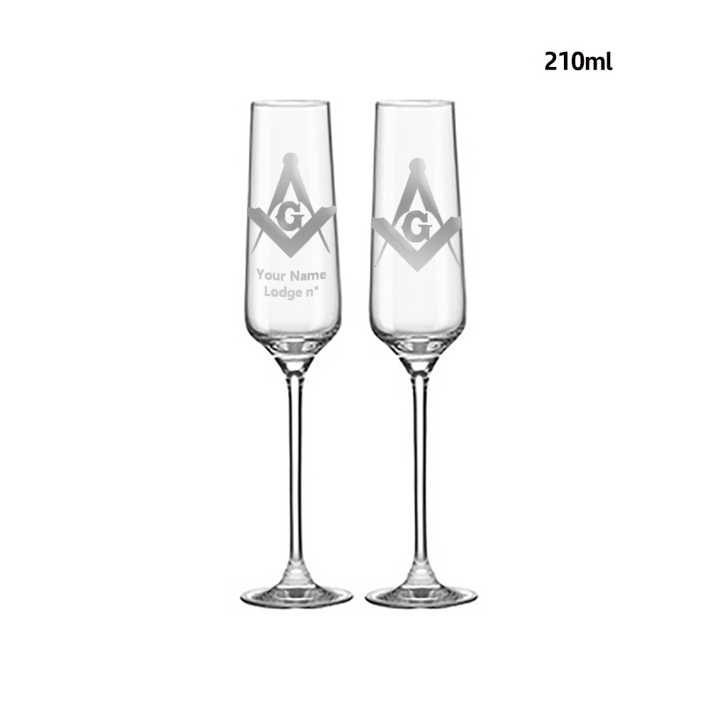 Master Mason Blue Lodge Champagne Flute - 2 Pieces Set