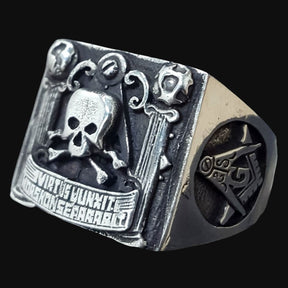 Masonic Ring Virtus Junxit Silver Freemasonry Art 70 - Bricks Masons