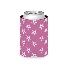 OES Can Cooler - Pink & White Stars - Bricks Masons