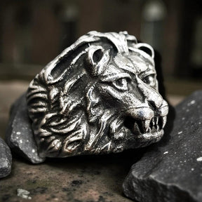 Leon Judah Rastafari Silver Ring 18 Gr 2 X 1.5 Cm Art 722 - Bricks Masons