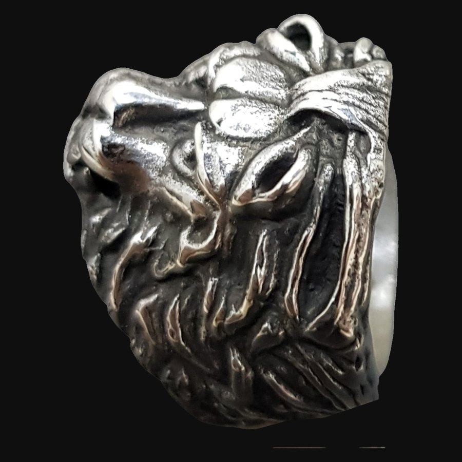 Leon Judah Rastafari Silver Ring 18 Gr 2 X 1.5 Cm Art 722 - Bricks Masons