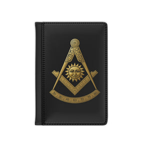 Past Master Blue Lodge Passport Cover - Gold Emblem With PU Leather - Bricks Masons