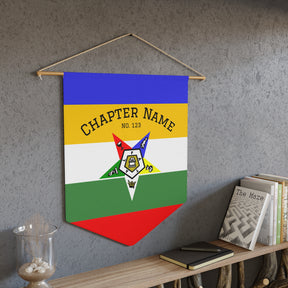 OES Pennant - Colorful Star on Polyester Twill With Personalization - Bricks Masons