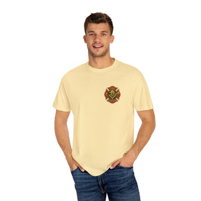 Master Mason Blue Lodge T-Shirt - Firefighter Mason Garment-Dyed Tee - Bricks Masons