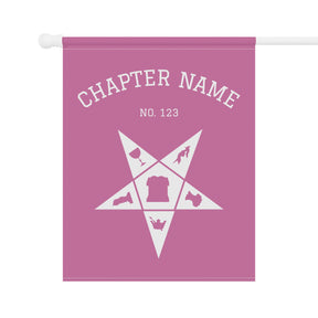 OES Yard Flag - Pink & White Star With Personalization - Bricks Masons