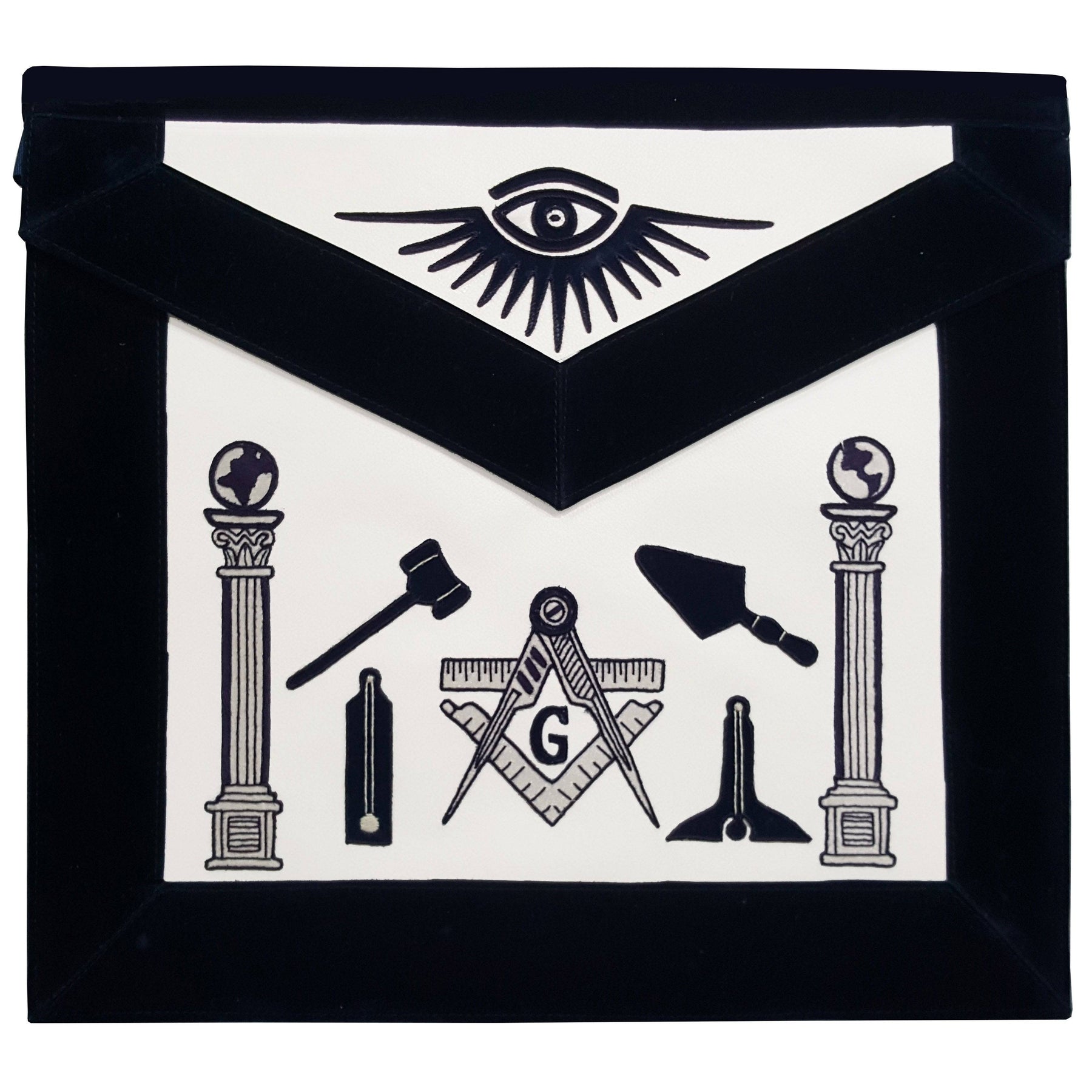 Blue Lodge Apron - Black Hand Embroidery