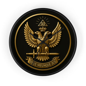 33rd Degree Scottish Rite Clock - Eagle Emblem with “Deus Meumque Jus 33” - Bricks Masons