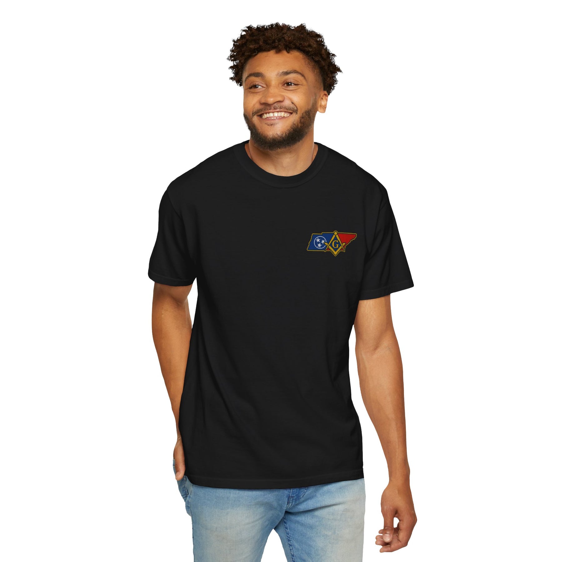Master Mason Blue Lodge T-Shirt - Garment-Dyed Tennessee Mason - Bricks Masons