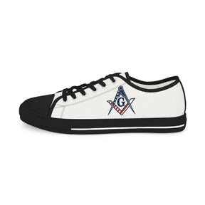 Master Mason Blue Lodge Sneaker - Low Top Sneaker Black & White USA Flag - Bricks Masons