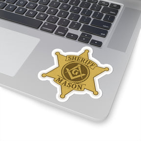 Master Mason Blue Lodge Sticker Decal - Kiss-Cut Sheriff Star - Bricks Masons