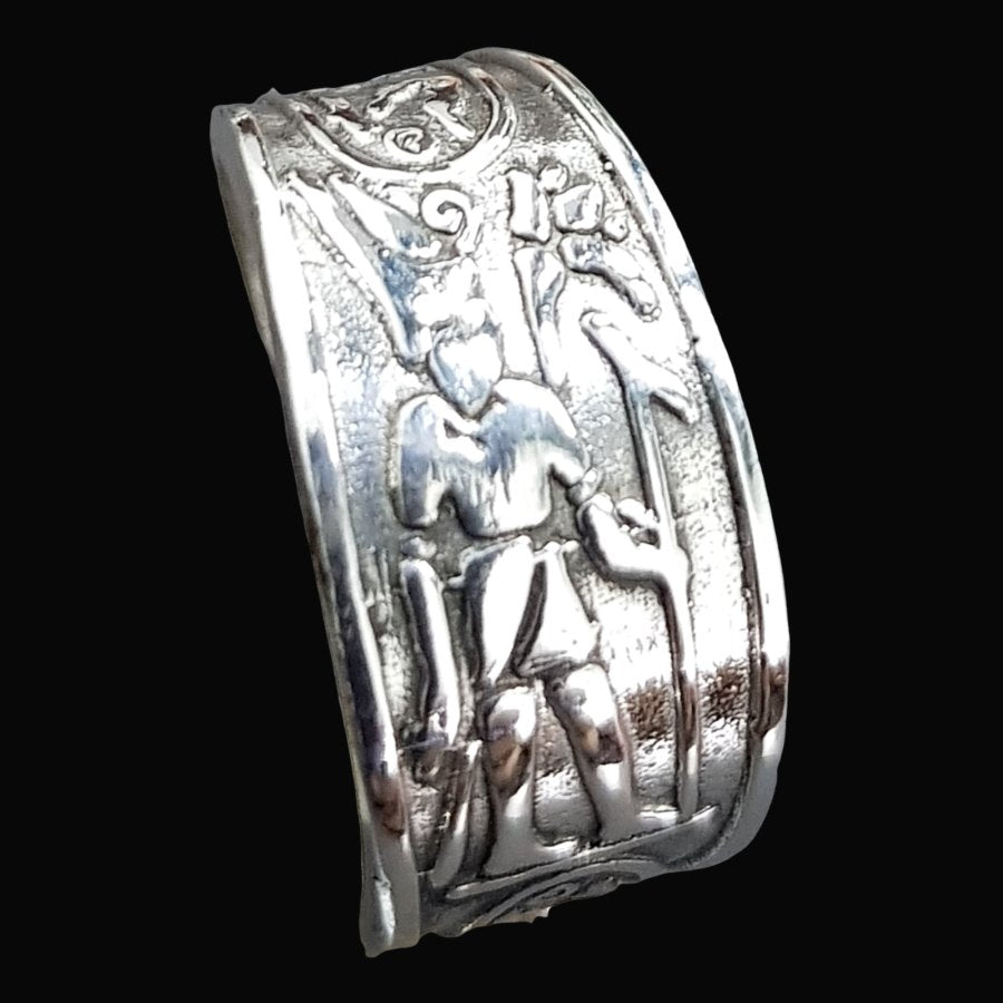 Egyptian Pharaoh Ring Silver Open 1 Cm 5.5 Gr Art 870 - Bricks Masons