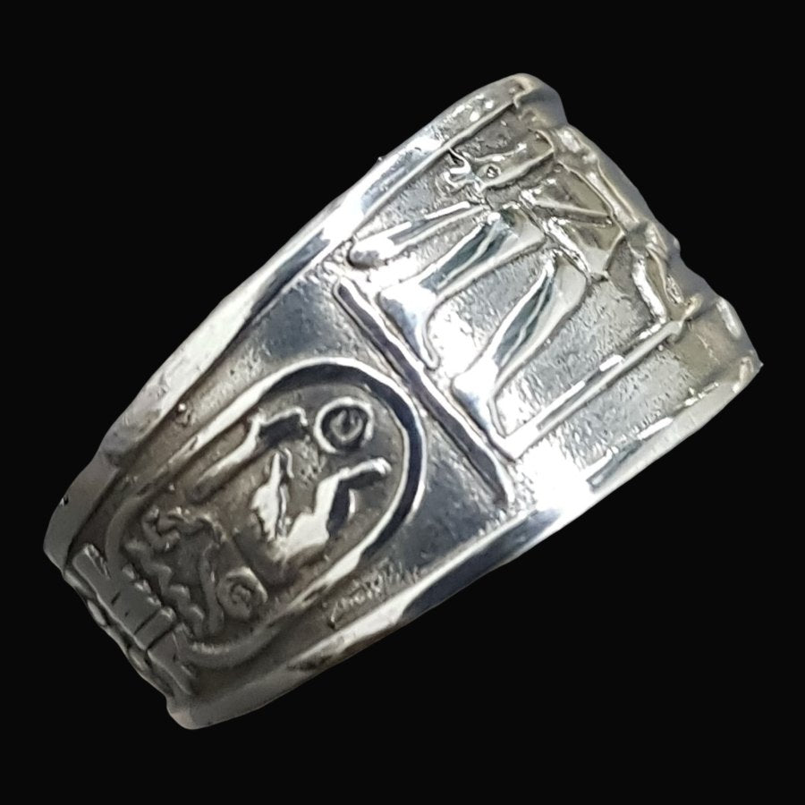 Egyptian Pharaoh Ring Silver Open 1 Cm 5.5 Gr Art 870 - Bricks Masons