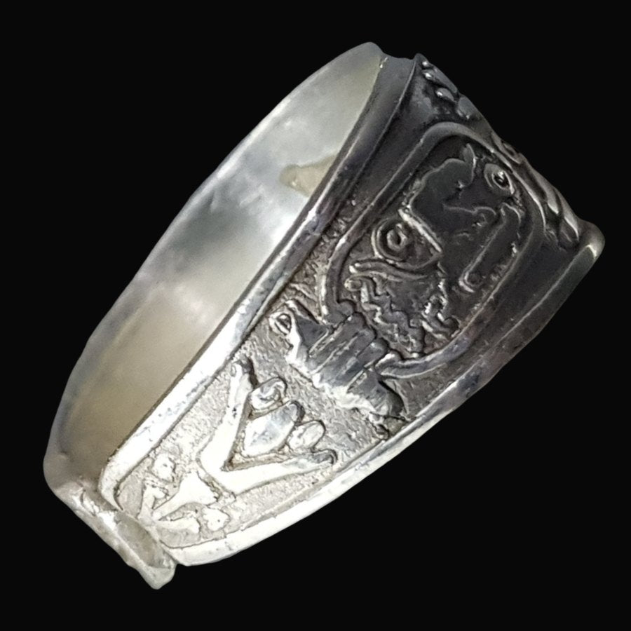 Egyptian Pharaoh Ring Silver Open 1 Cm 5.5 Gr Art 870 - Bricks Masons