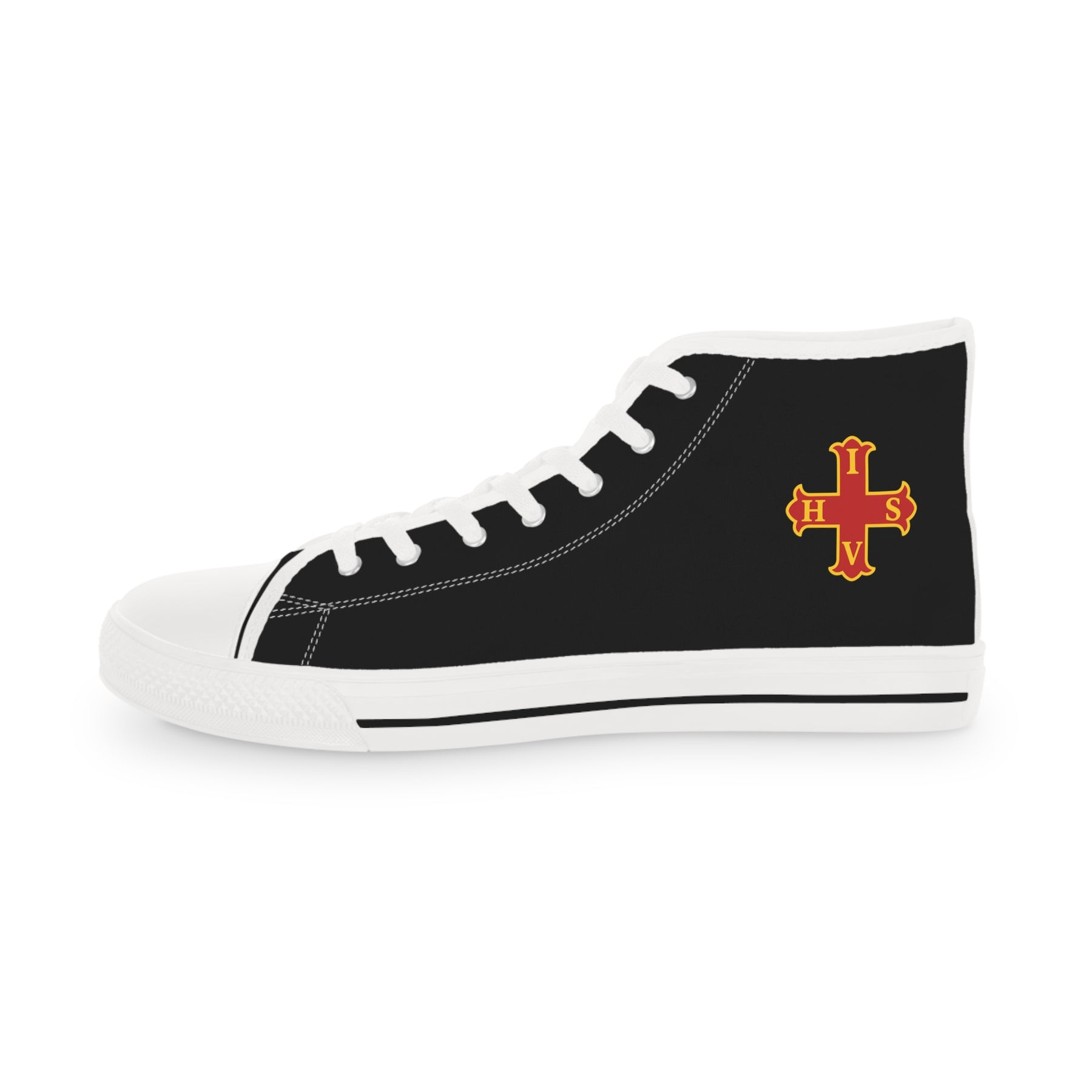 Red Cross of Constantine Sneaker - High Top Black & White - Bricks Masons