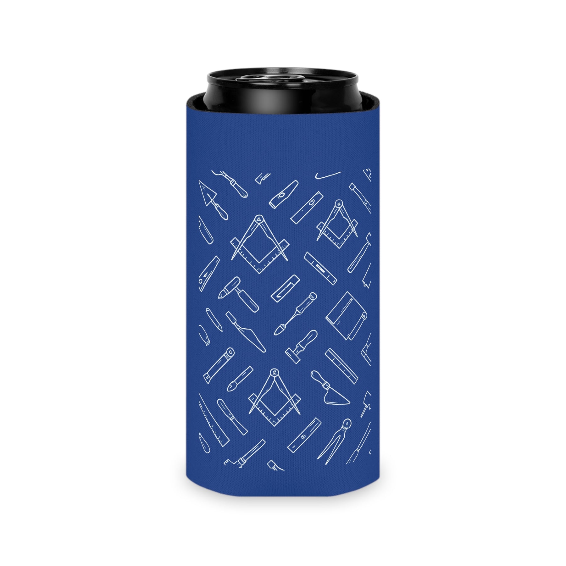 Master Mason Blue Lodge Can Cooler - Regular & Slim Can Blue Working Tools - Bricks Masons