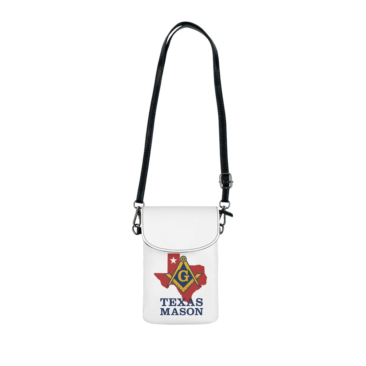 Master Mason Blue Lodge Cell Phone Wallet - Texas Masons White Microfiber Leather - Bricks Masons