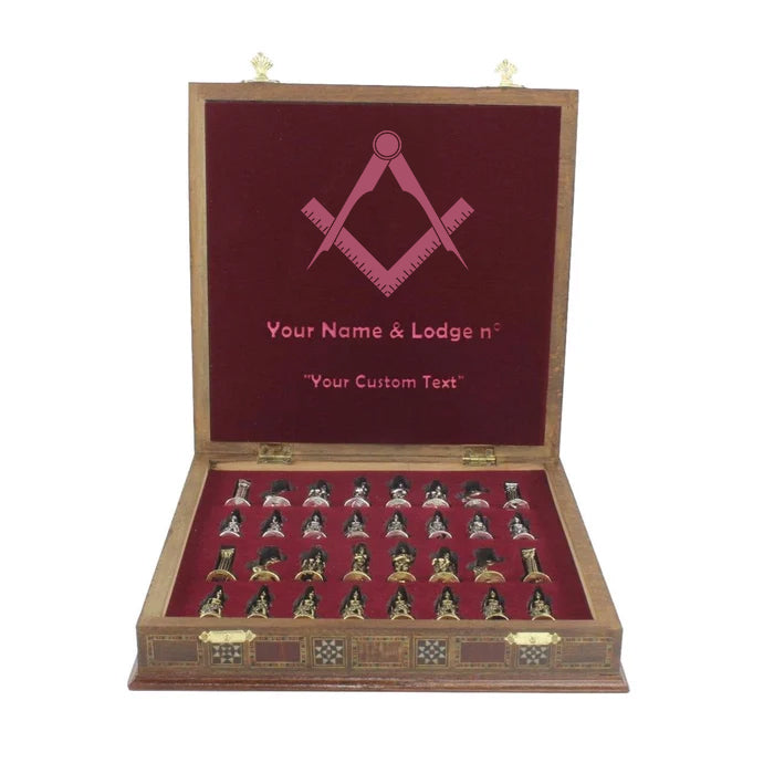 Master Mason Blue Lodge Chess Set - Hand Workmanship Patterns