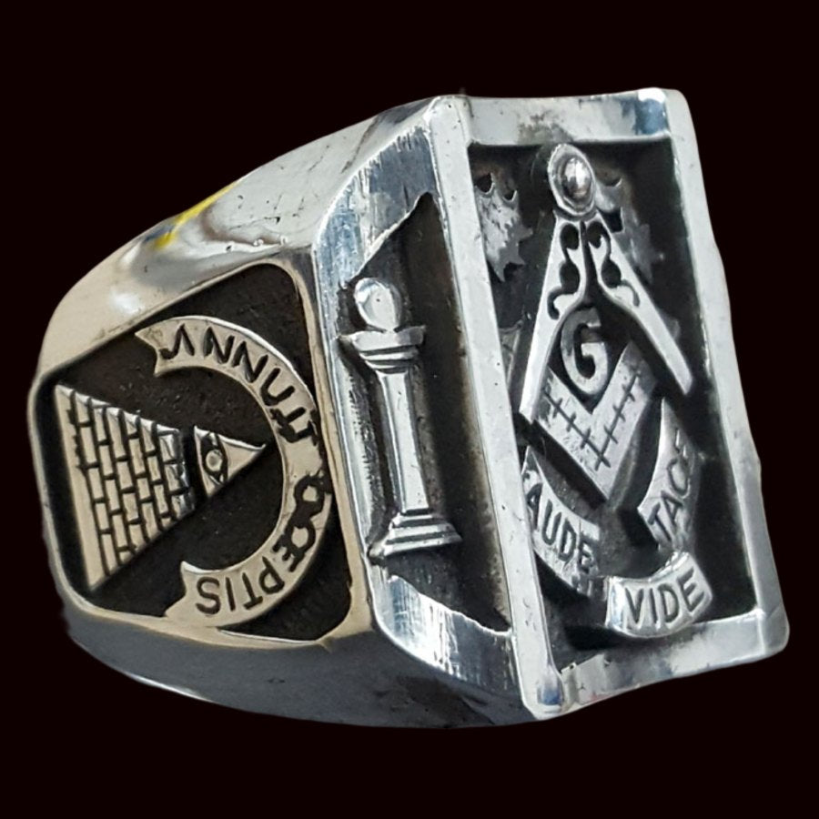 Masonic Ring Aude Vide Tace in Silver Masonry 2 x 2 cm 19 gr Art 90 - Bricks Masons