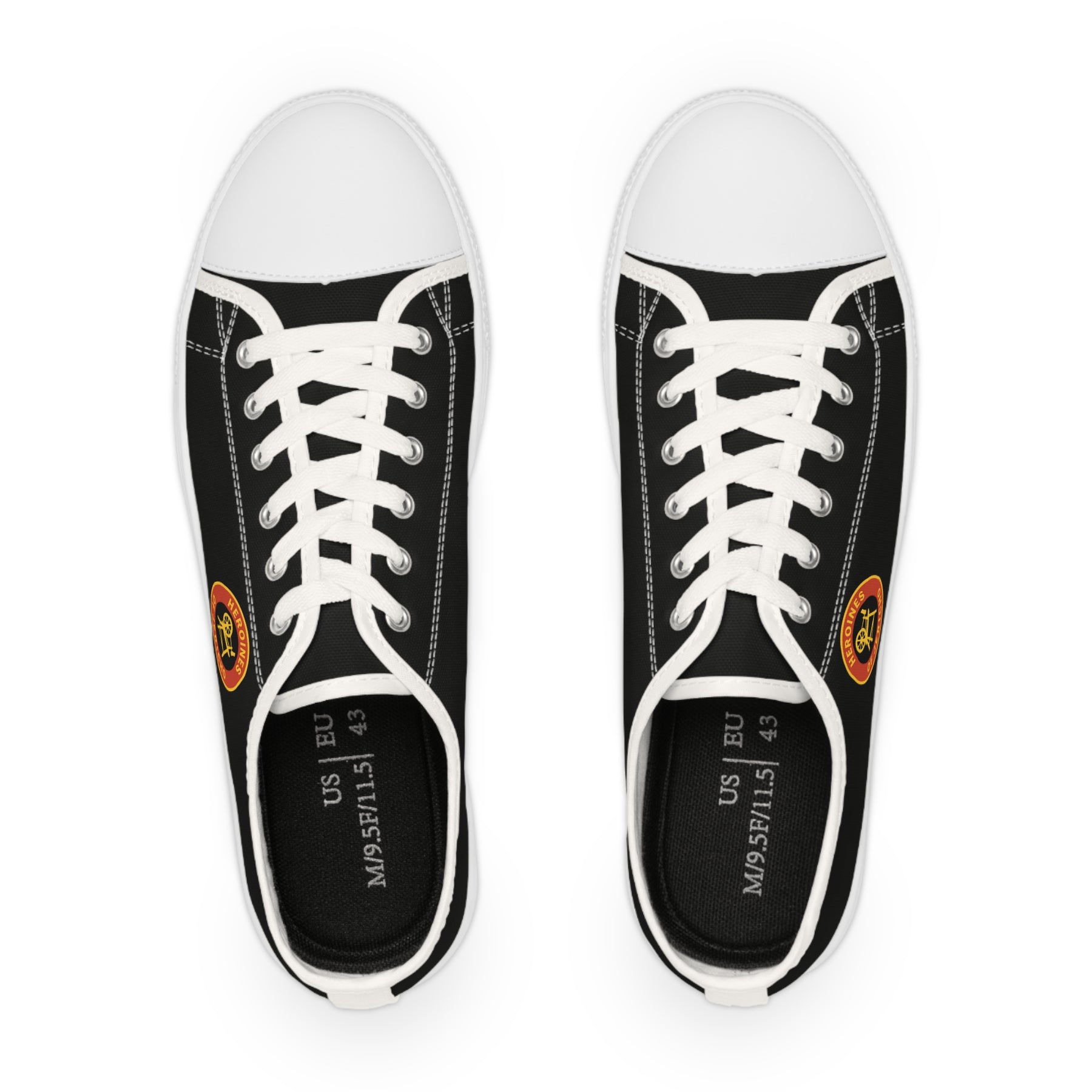 Heroines of Jericho Sneaker - Low Top Sneaker Black & White Colorful Emblem - Bricks Masons