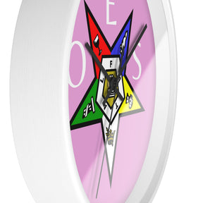OES Clock - Pink Dial with OES Emblem and Inscription - Bricks Masons