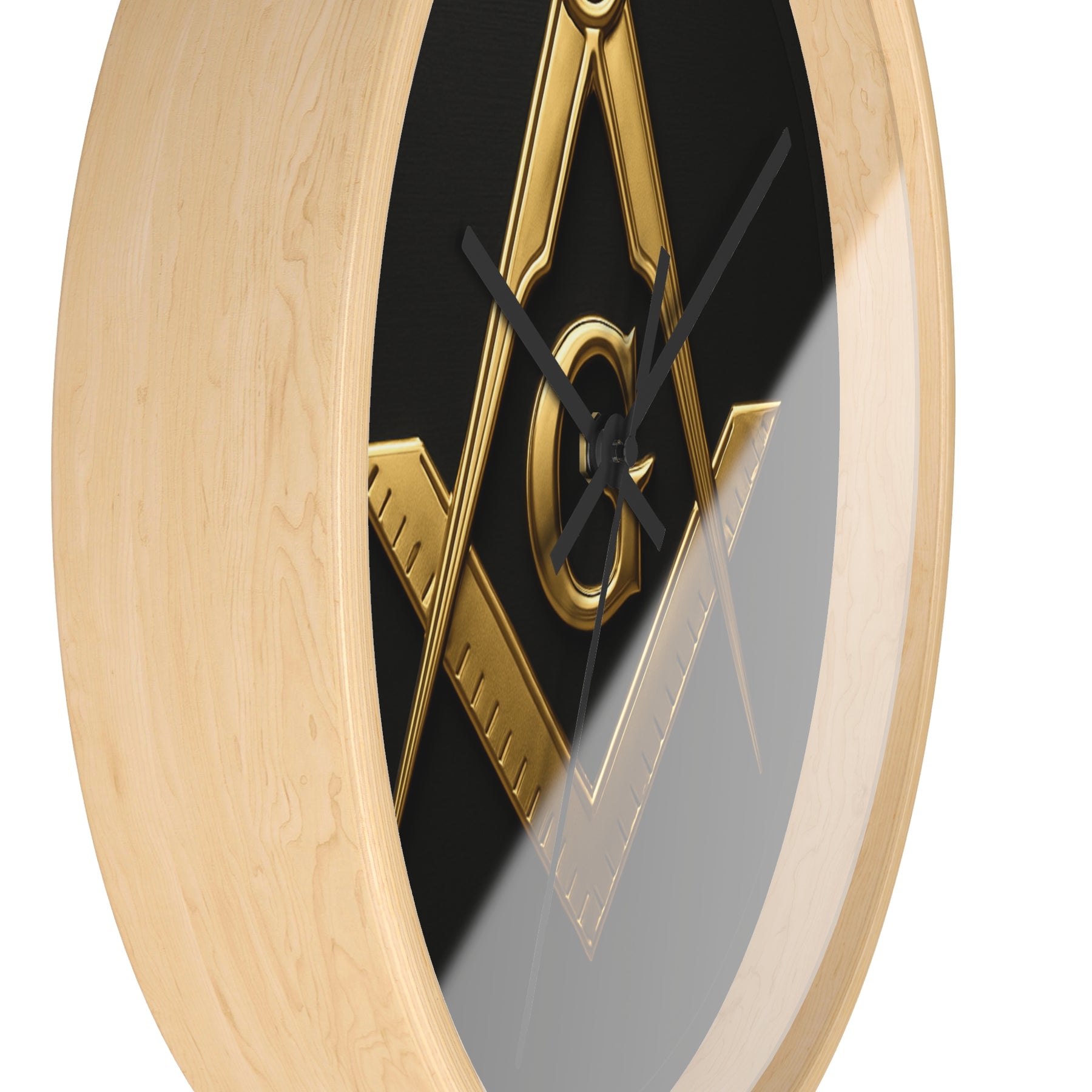 Master Mason Blue Lodge Clock - S&C with G Design on Wood Frame - Bricks Masons