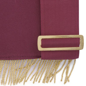 95th Degree Memphis Misraim Apron - Burgundy Velvet With Gold Hand Embroidery Bullion - Bricks Masons