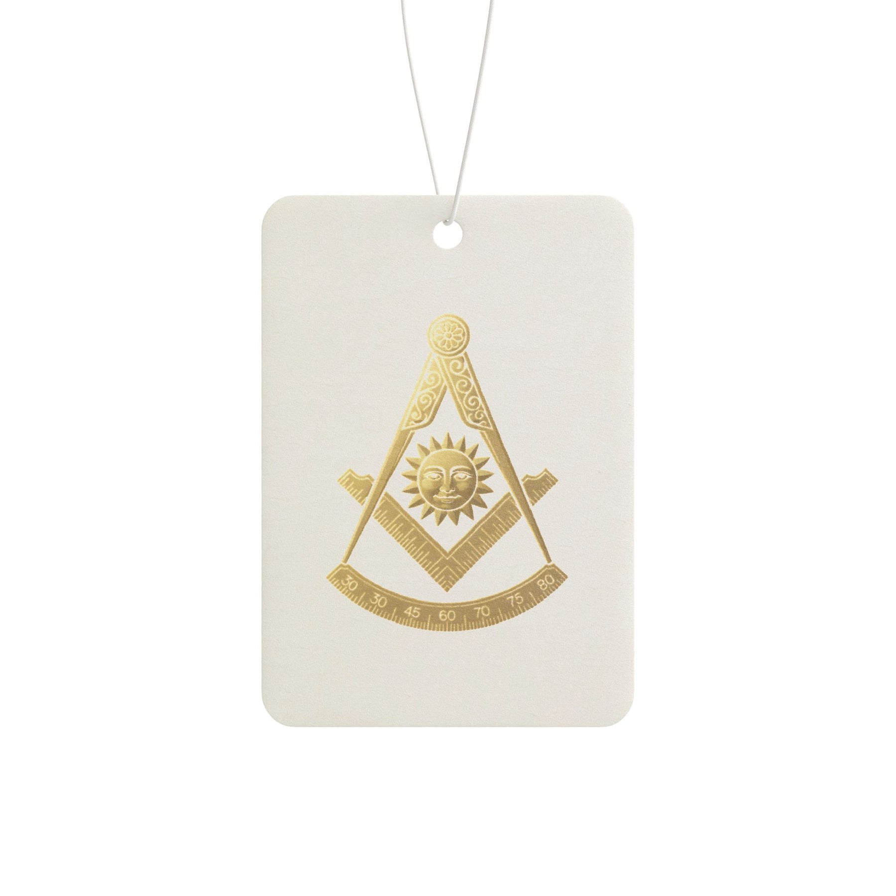 Past Master Blue Lodge Car Air Freshener - Square & Compass with Quadrant Sun - Bricks Masons