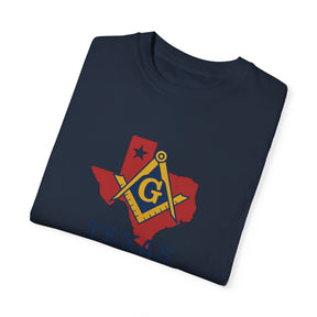 Master Mason Blue Lodge T-Shirt - Texas Mason Garment-Dyed Tee - Bricks Masons