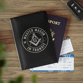 Master Mason Blue Lodge Passport Cover - Black PU Leather Mason in Transit - Bricks Masons